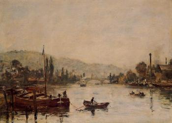 尤金 佈丹 Rouen, the Santa-Catherine Coast, Morning Mist